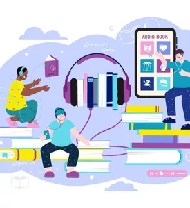 Audio Books Flat Illustration