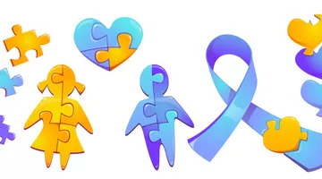 Set autism world day awareness, puzzle pieces